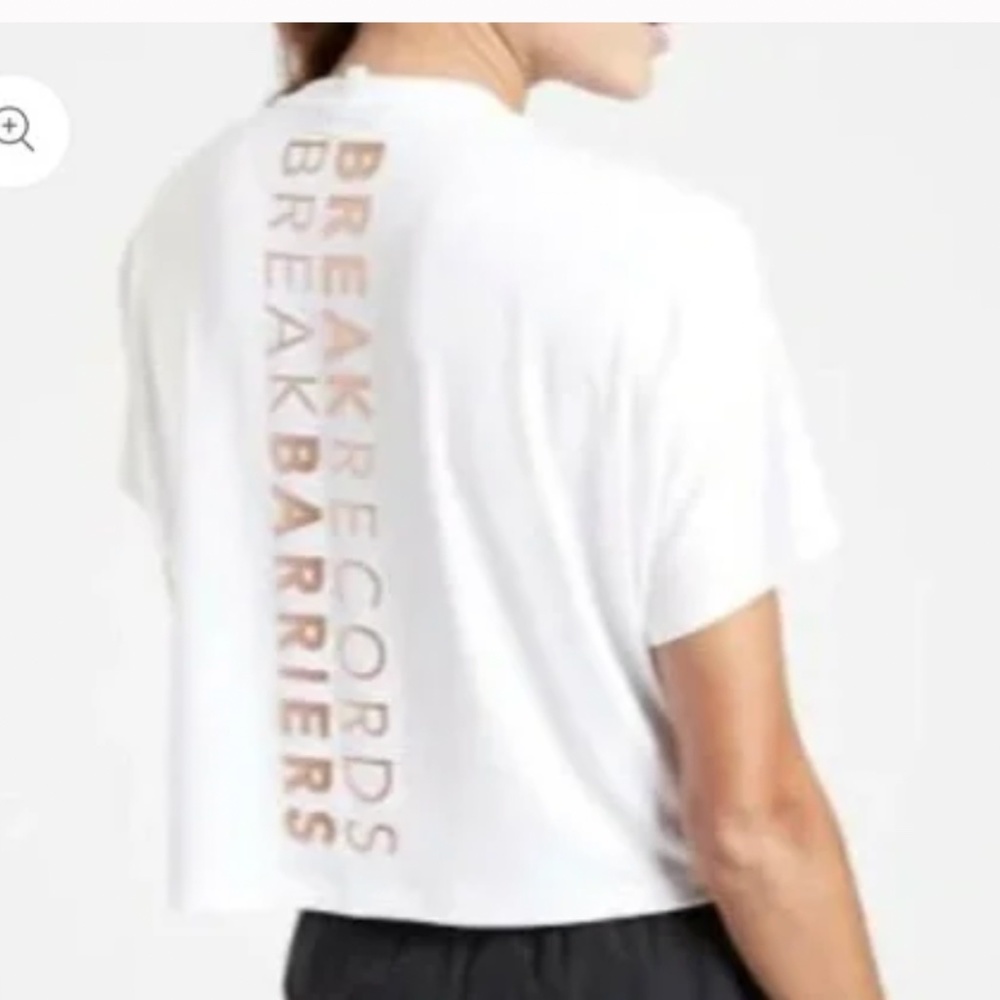 Athleta Allyson Felix white Legend cropped boxy tee shirt